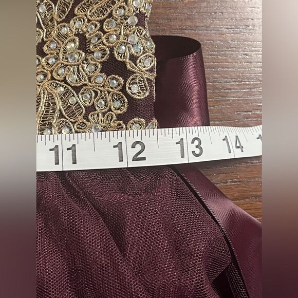 NWT City Triangles Long Prom Dress Wine / Gold Juniors sz 13 - Picture 13 of 14